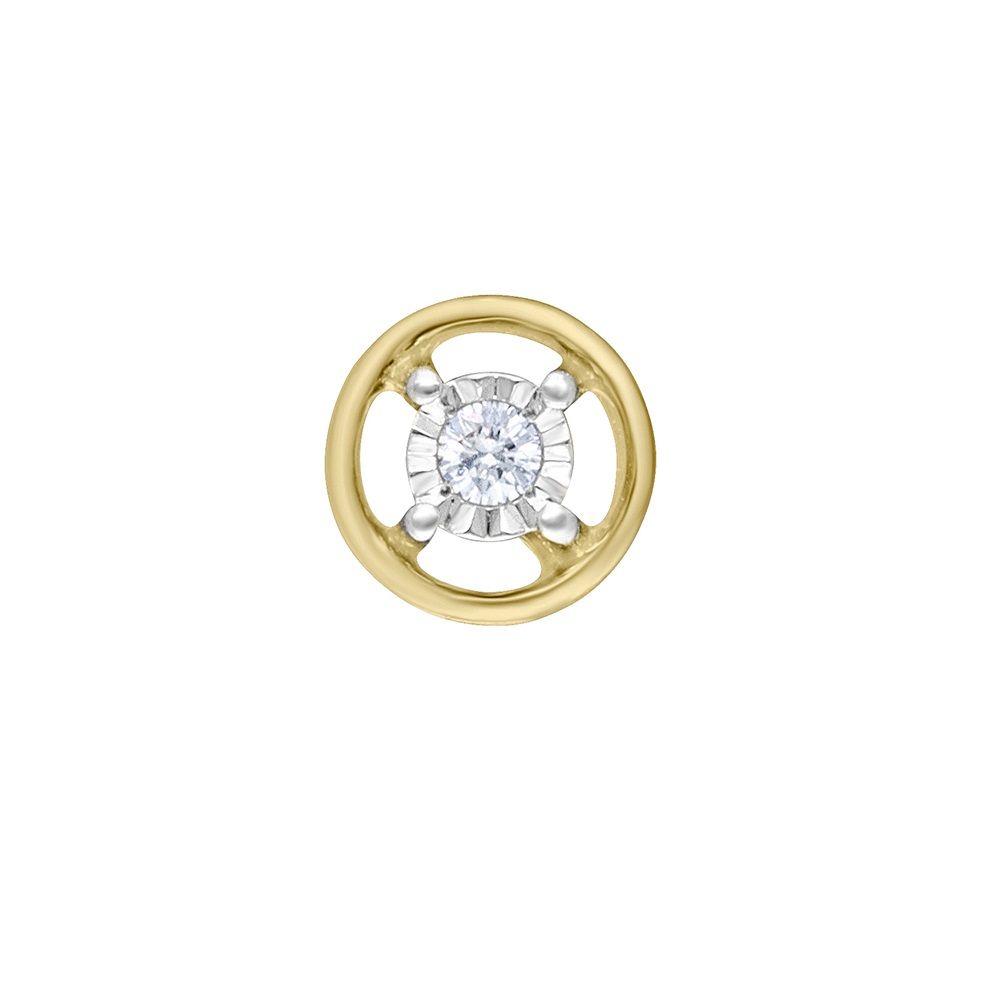 Glossy Yellow Gold and Diamond Nosepin-All Jewellery-ONP18001-D400R5B