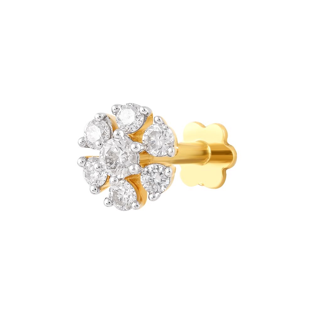 Entrancing Yellow Gold Diamond Screw Nose Pin-All Jewellery-ONP23012-D300R5B