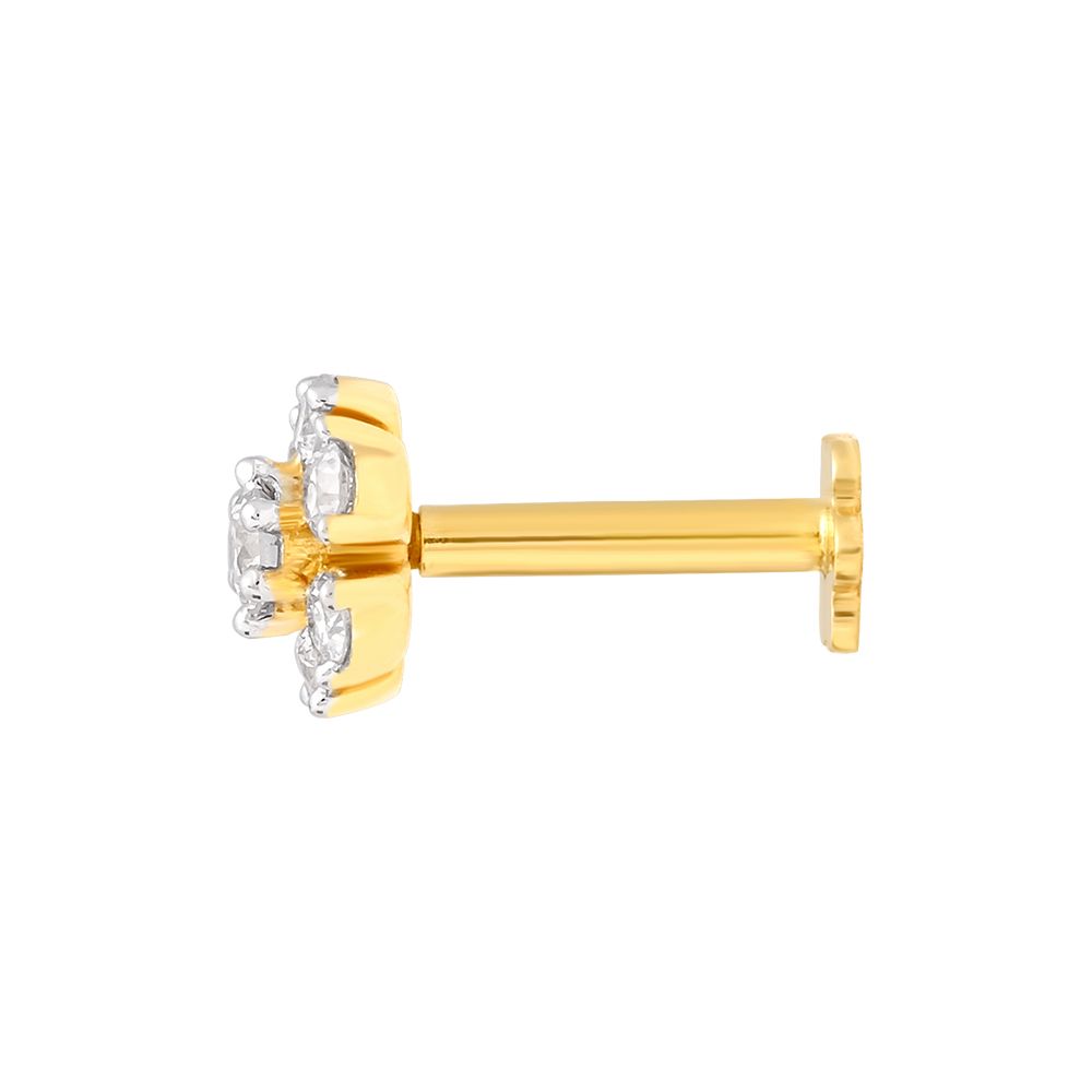 Entrancing Yellow Gold Diamond Screw Nose Pin-All Jewellery-ONP23012-D300R5B