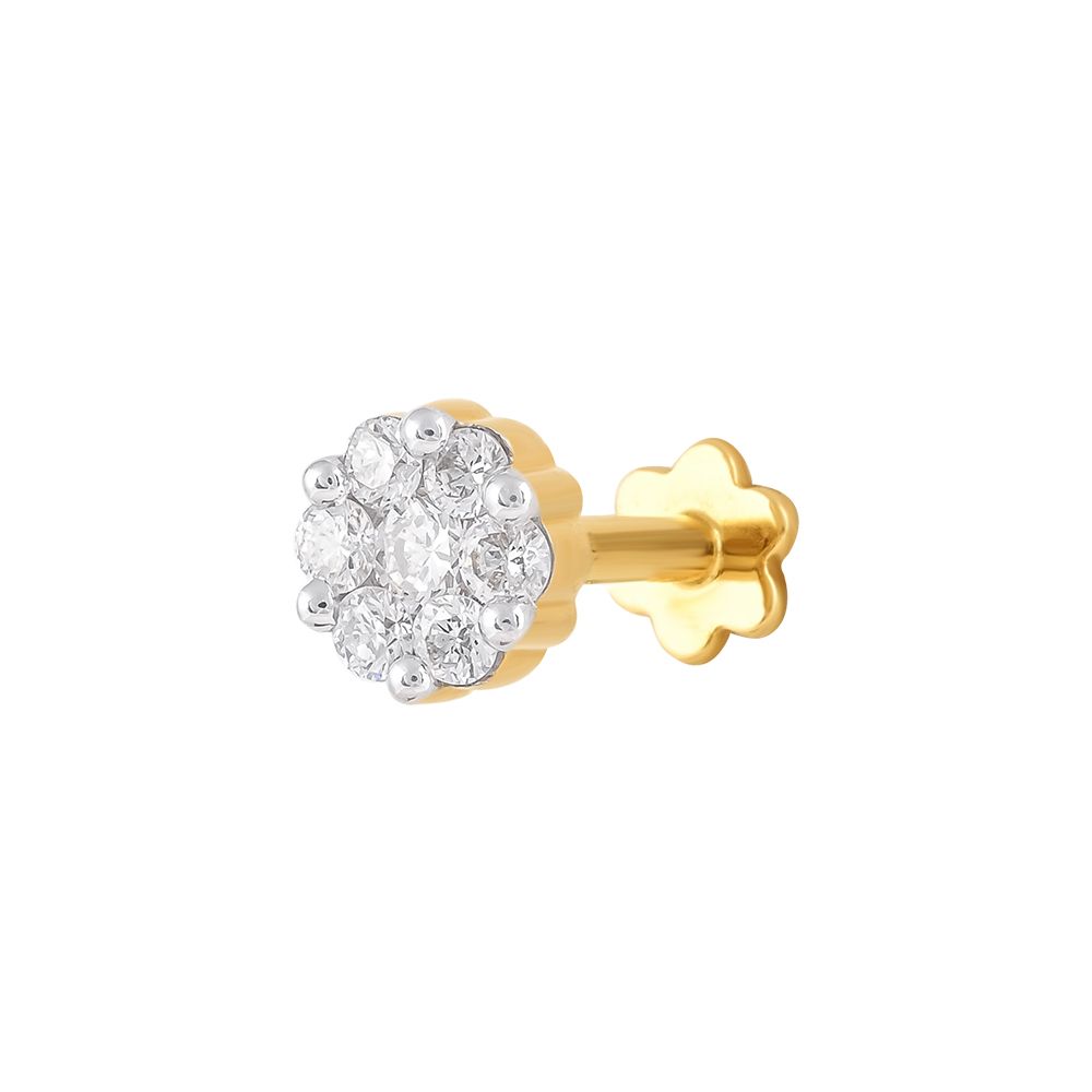 Fascinating Yellow Gold Diamond Screw Nose Pin-All Jewellery-ONP23016-D300R5B
