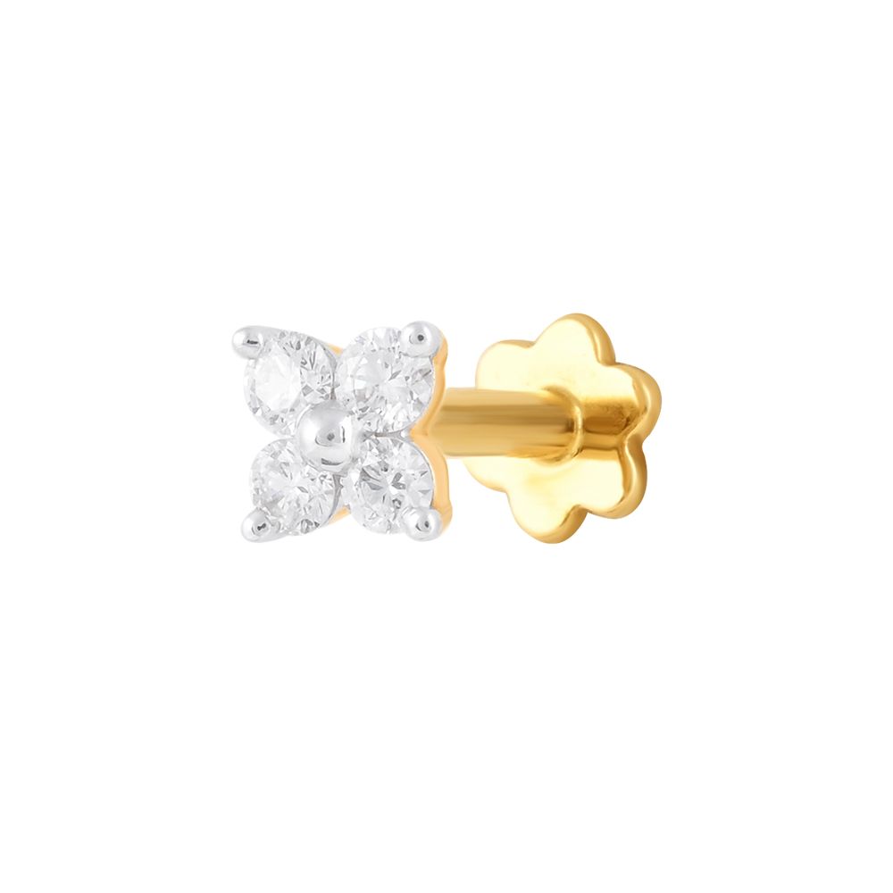 Striking Yellow Gold Diamond Screw Nose Pin-All Jewellery-ONP23018-D300R5B
