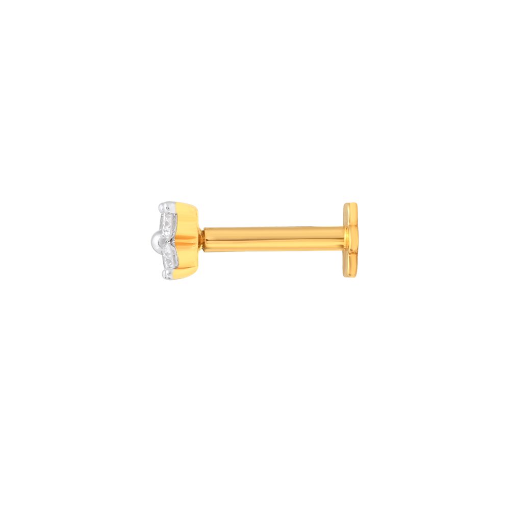 Striking Yellow Gold Diamond Screw Nose Pin-All Jewellery-ONP23018-D300R5B