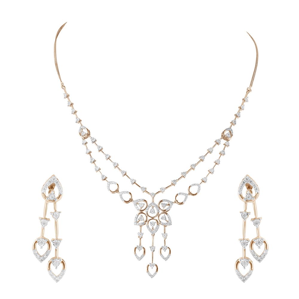 Gorgeous Rose Gold Astra Necklace and Earrings Set-Necklace Sets-ONS20063-DA00X0C