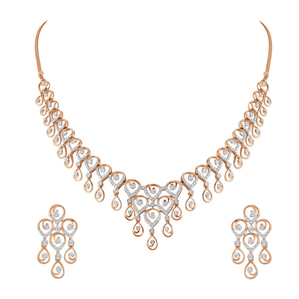 Lyrical 14Kt Rose Gold and Diamond Jewellery Set-All Jewellery-ONS22011-D400X0C
