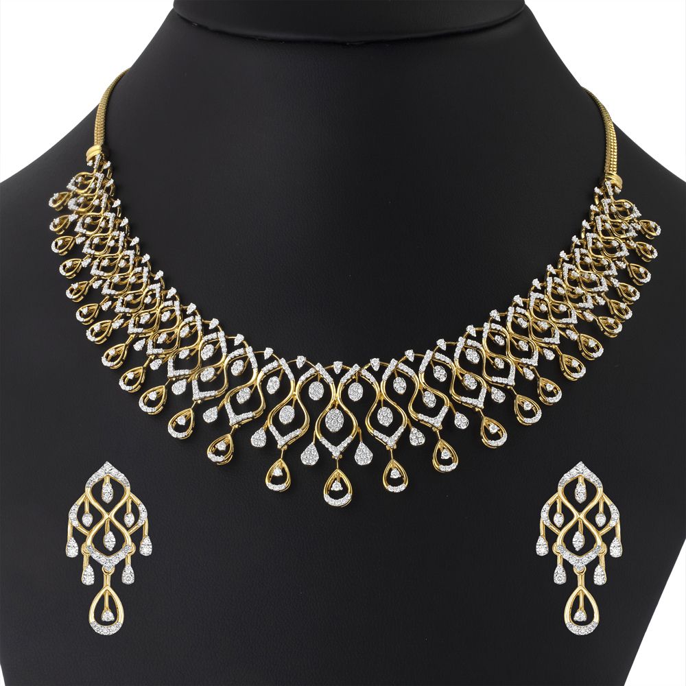 Buy Enchanted Yellow Gold Diamond Necklace Set ONS22036-D400R1C