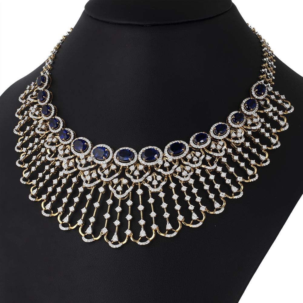 Unique 14Kt Yellow Gold Earrings and Necklace Set-All Jewellery-ONS22058-D411R0C