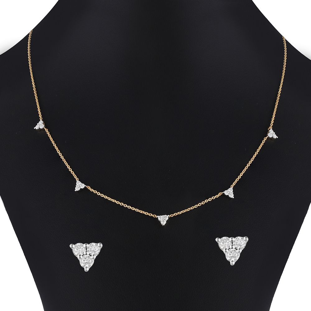 Designer Triangle Diamond Jewellery Set-All Jewellery-ONS23001-D300R0B