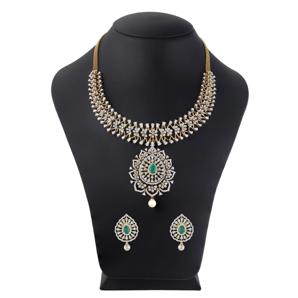 Classic Grace Diamond Necklace Set-Necklace Sets-ONS23020-D309R0B