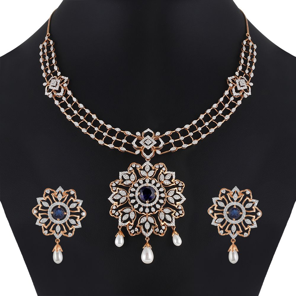 Classic Diamond Heart Design Jewellery Set-All Jewellery-ONS23028-D412X0B