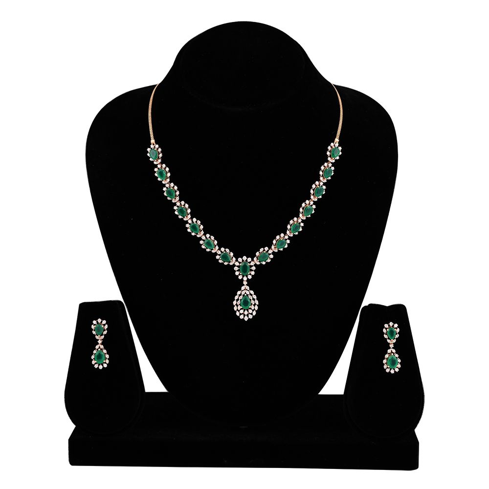 Buy Evergreen Green Stone Diamond Necklace Set ONS23A28-D424X0B