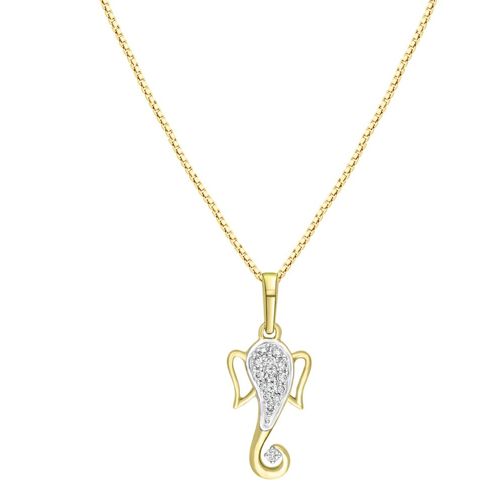 Glossy Ganesha Diamond Pendant-Pendants-OPD22001-D900R0C