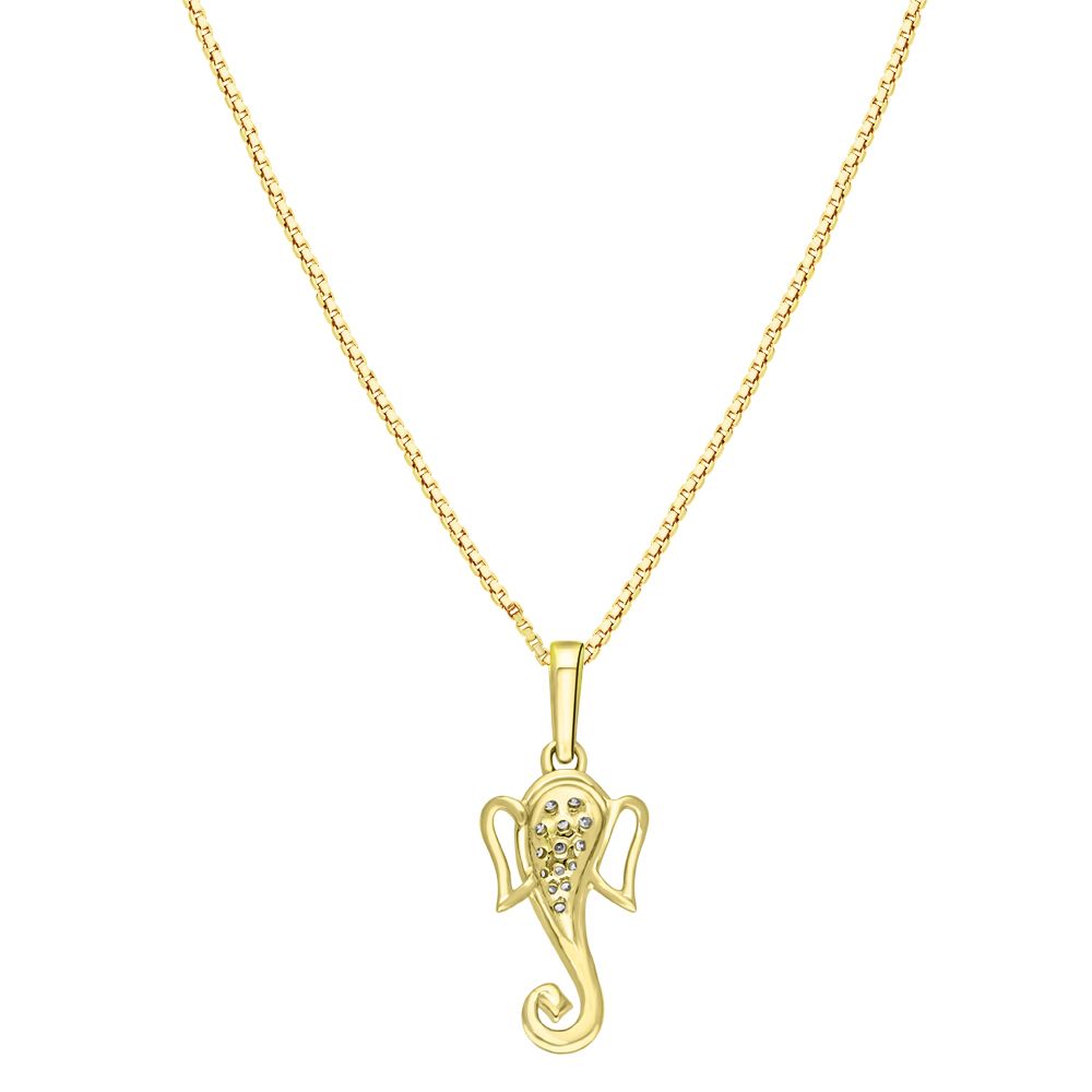 Glossy Ganesha Diamond Pendant-Pendants-OPD22001-D900R0C