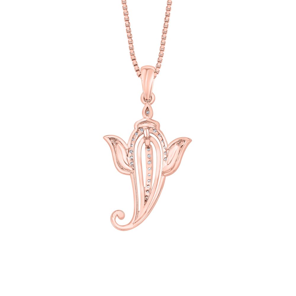 Resplendent Ganesha Diamond Pendant in 18 KT Rose Gold-Pendants-OPD23G02-D400X0B