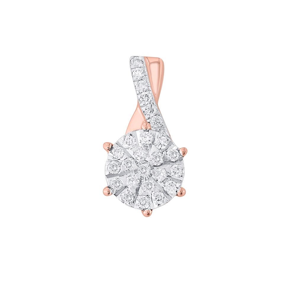 14Kt Rose Gold Diamond Pendant and Earrings Set-All Jewellery-OSP13099-D400X0C