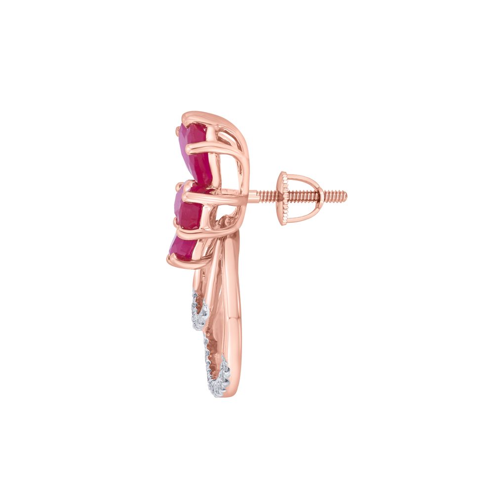 Pink Stone Flower Diamond Pendant Set-Diamond-OSP15121-D409X0C