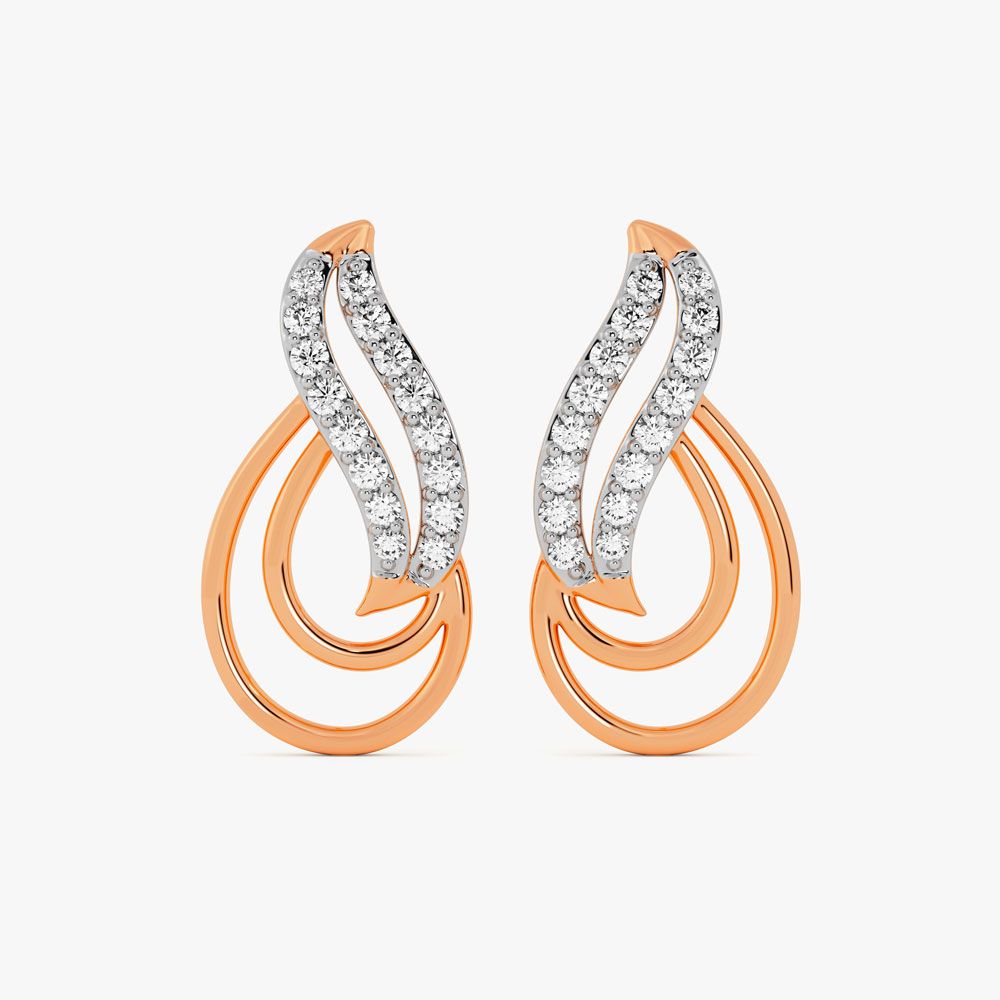Leaf Design Gold Earrings-All Jewellery-OPE16723-D400O0B