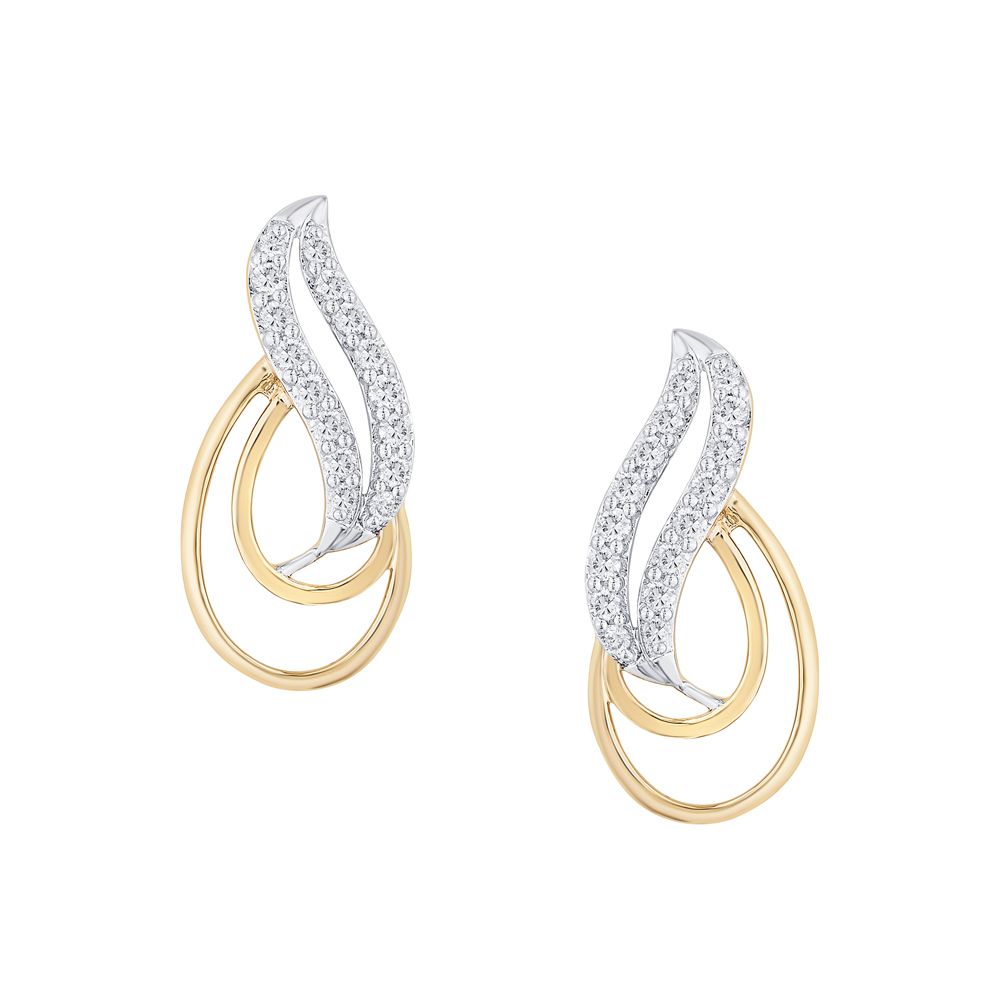 Leaf Design Gold Earrings-All Jewellery-OPE16723-D400O0B