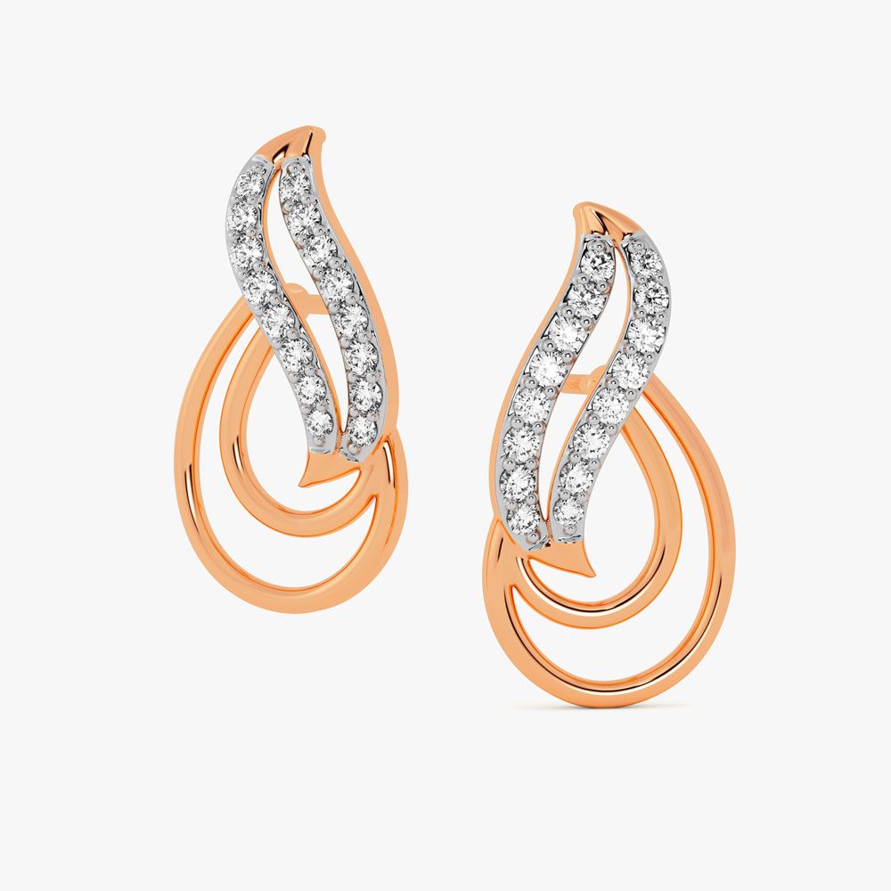 Leaf Design Gold Earrings-All Jewellery-OPE16723-D400O0B