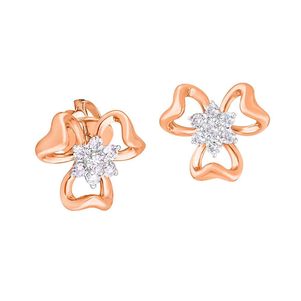 Clover Design Diamond Earrings-All Jewellery-OPE19008-D400X0C