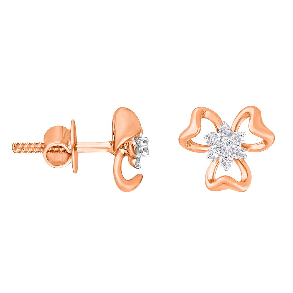 Clover Design Diamond Earrings-All Jewellery-OPE19008-D400X0C