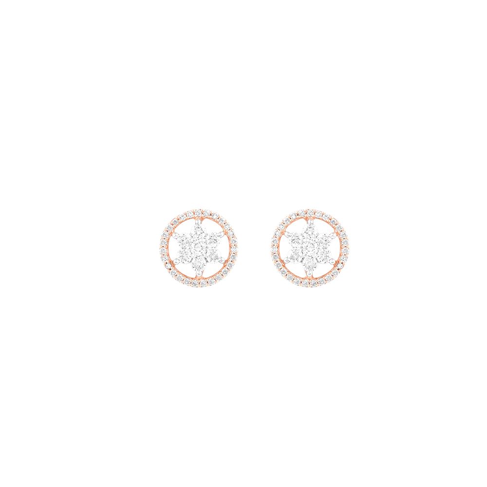 Delicately Defined 18Kt Rose Gold Crown Star Pendant and Earring Set-All Jewellery-OSP20032-M400X0B