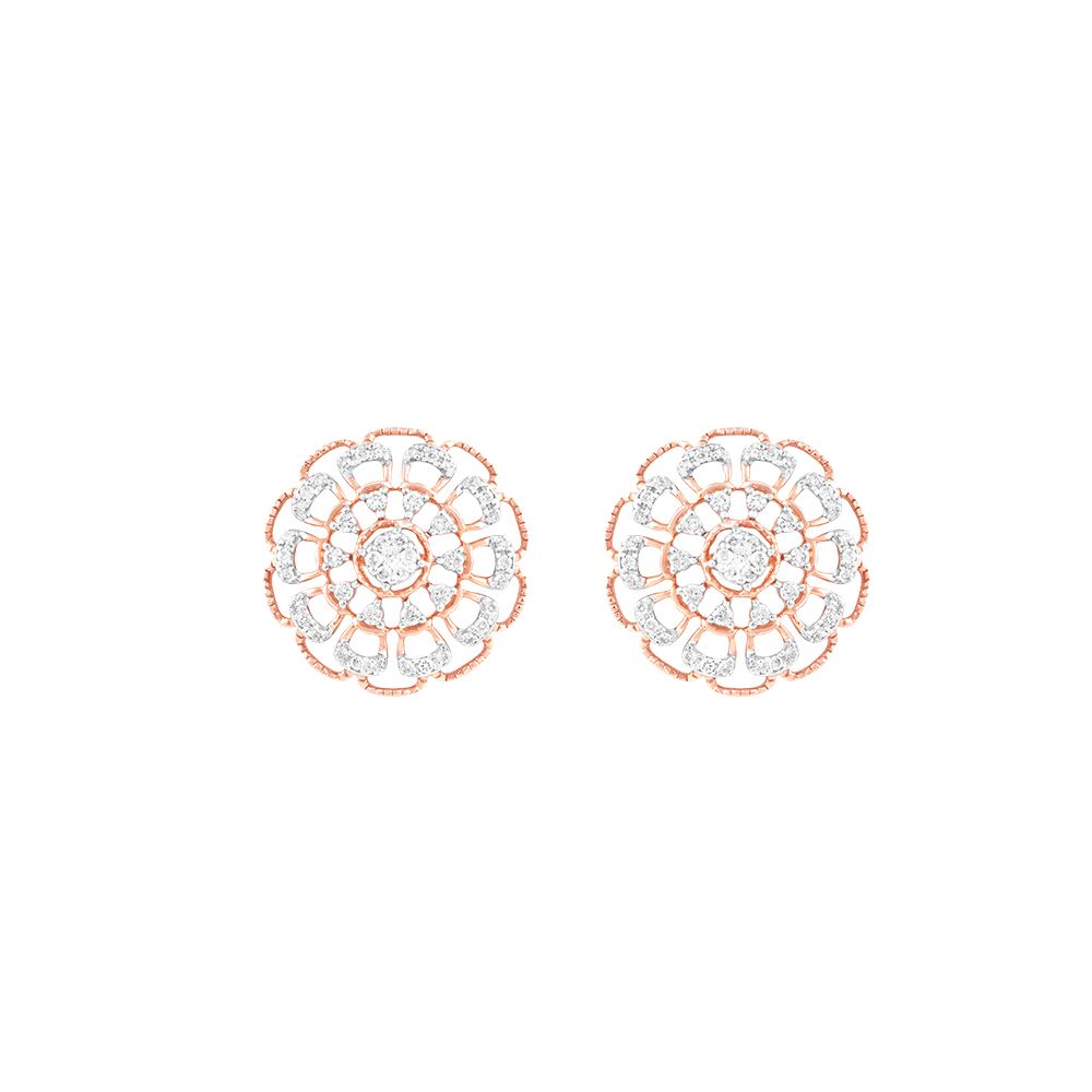 Floral 14KT Rose Gold Pendant and Earring Set-All Jewellery-OSP22041-D400X0C