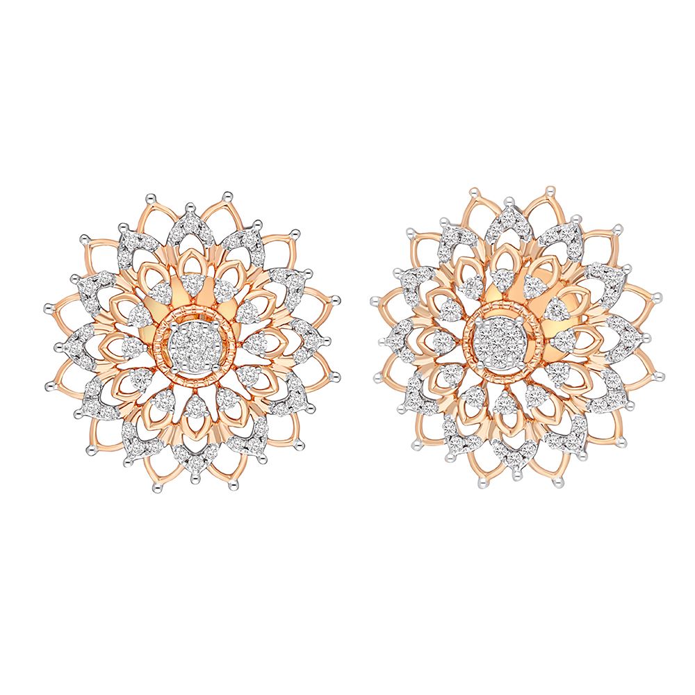 Flower Design 14KT Rose Gold Earrings Set-Earrings-OPE22042-D900X0C