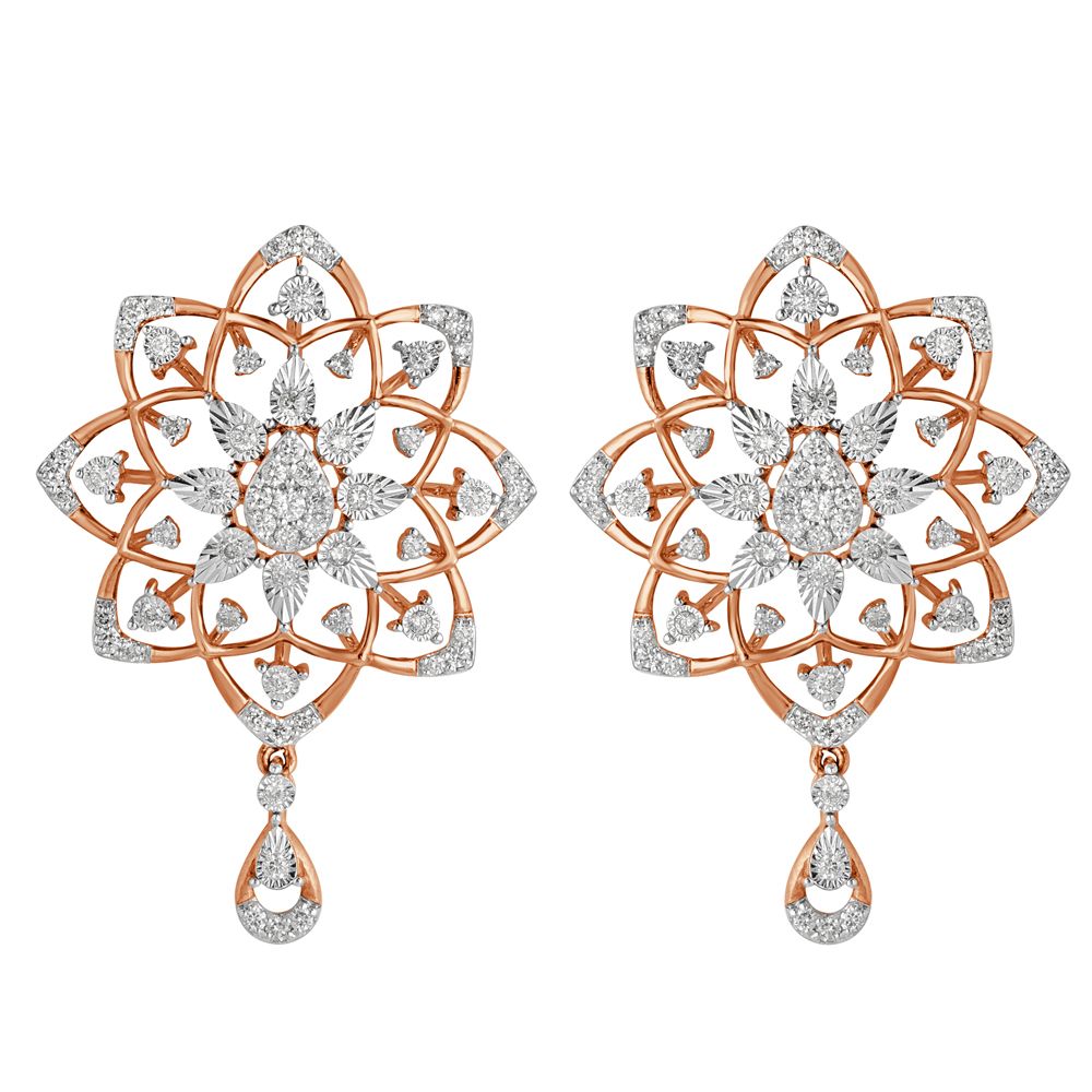 Stylish Diamond and Gold Mandala Earrings-Earrings-OPE22048-D400X0C