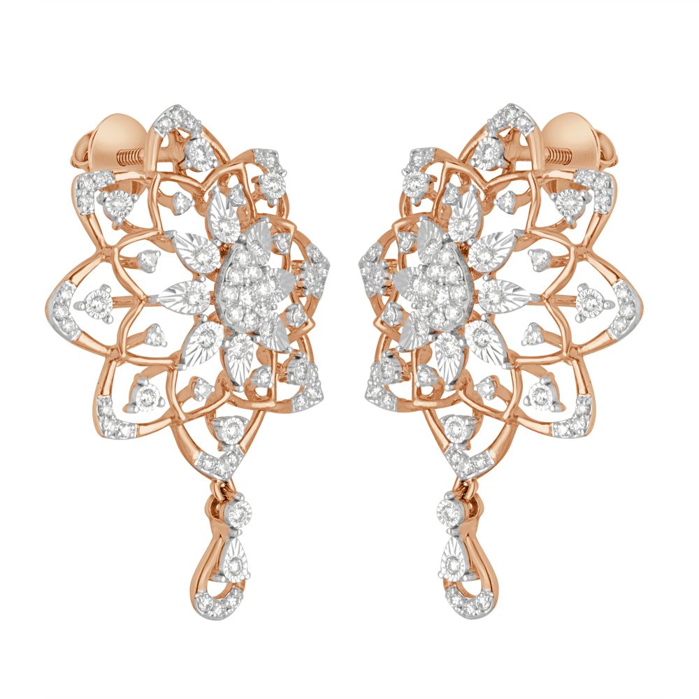 Stylish Diamond and Gold Mandala Earrings-Earrings-OPE22048-D400X0C