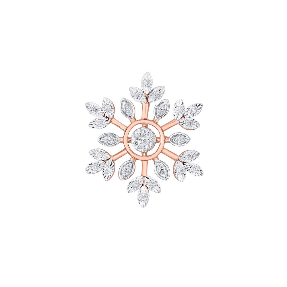 Snowflake Design Pendant and Earrings Set with Diamonds-All Jewellery-OSP22060-D900X0C