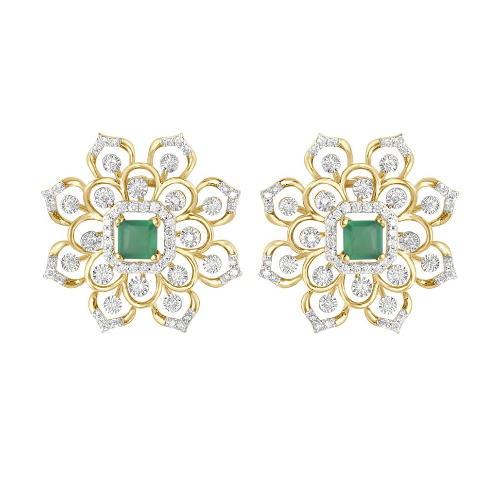 Enticing Flower Yellow Gold Diamond Pendant Set-Diamond-OSP23005-D911R0C