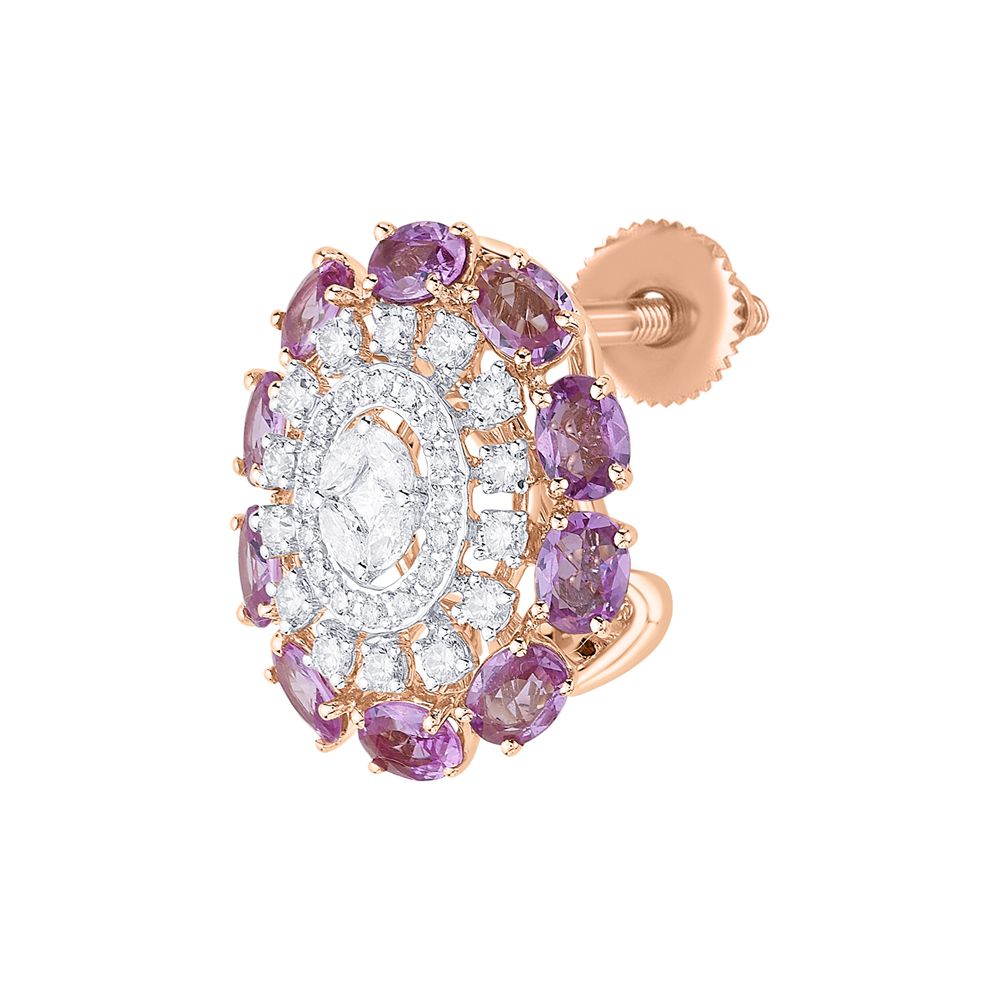 Elegant Diamond Rose Gold Earrings-Earrings-OPE23011-D403X0B