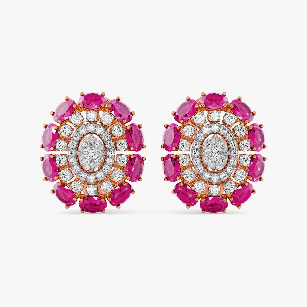 Elegant Diamond Rose Gold Earrings-Earrings-OPE23011-D403X0B