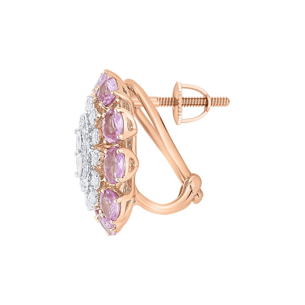 Elegant Diamond Rose Gold Earrings-Earrings-OPE23011-D403X0B