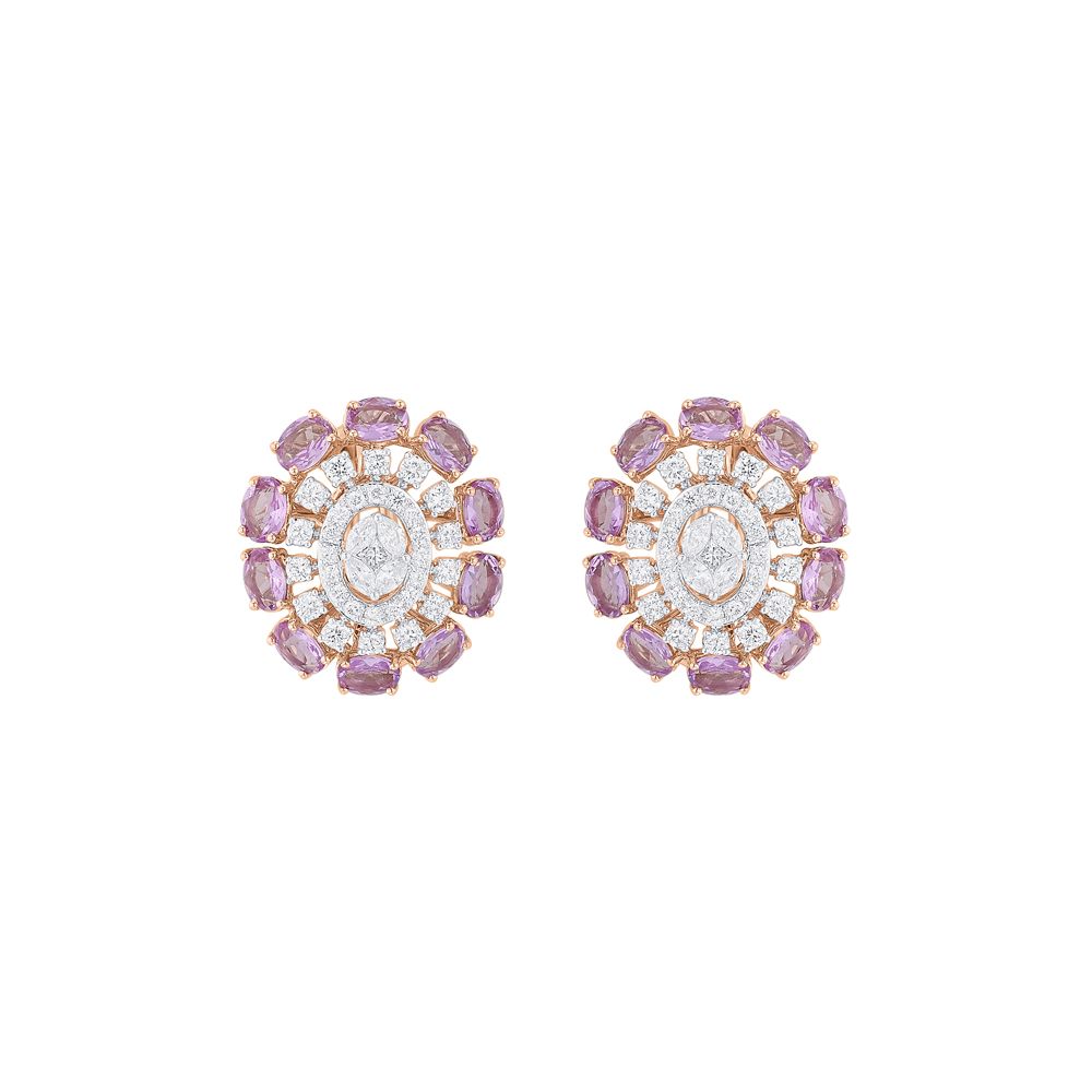 Elegant Diamond Rose Gold Earrings-Earrings-OPE23011-D403X0B