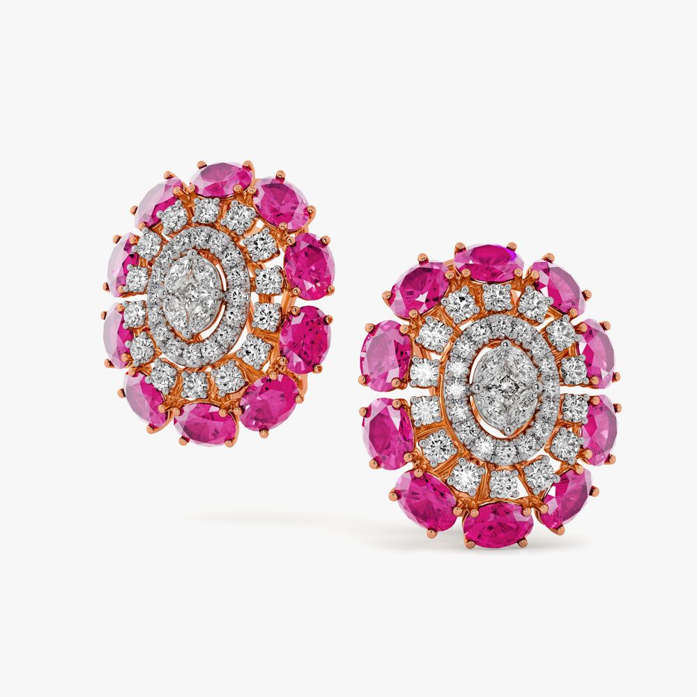 Elegant Diamond Rose Gold Earrings-Earrings-OPE23011-D403X0B