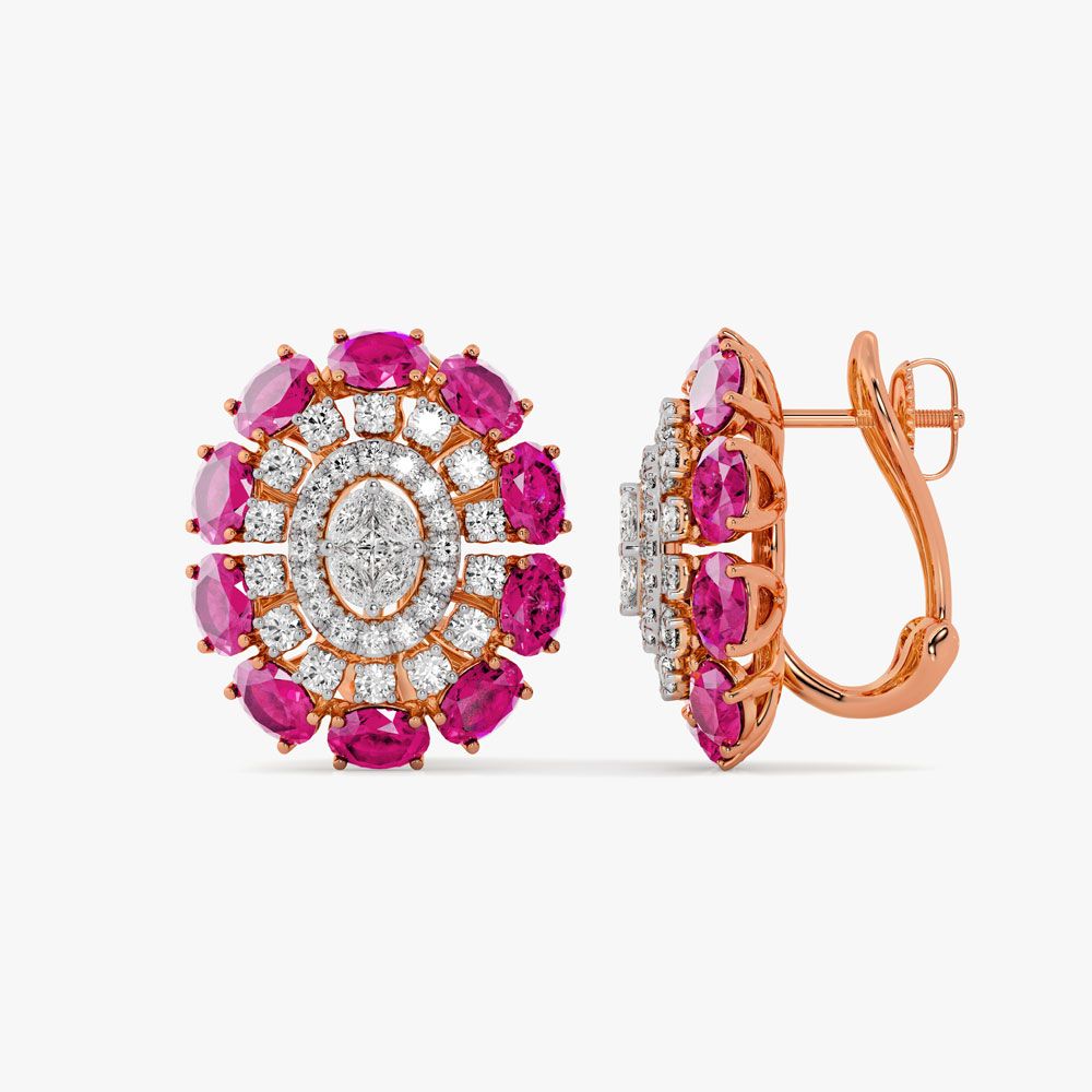 Elegant Diamond Rose Gold Earrings-Earrings-OPE23011-D403X0B