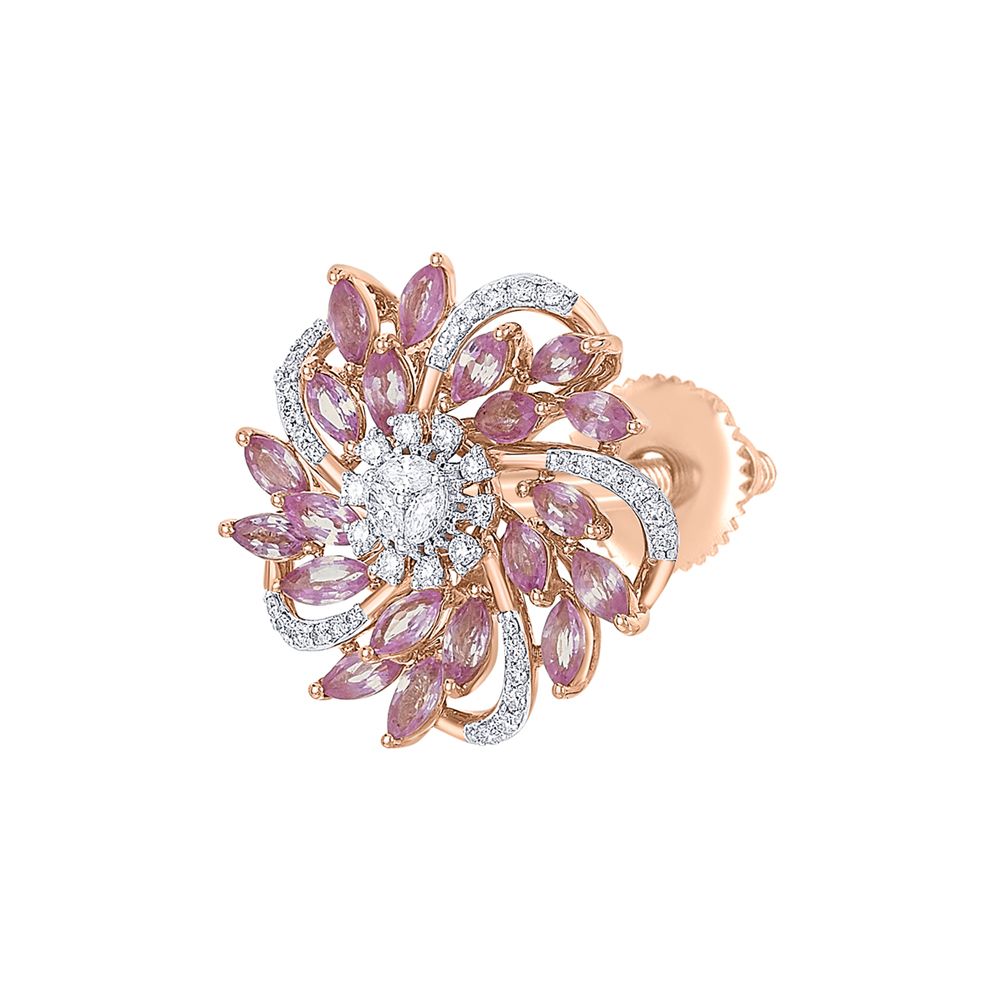 18KT Rose Gold Shimmery Earrings-Earrings-OPE23015-D403X0B