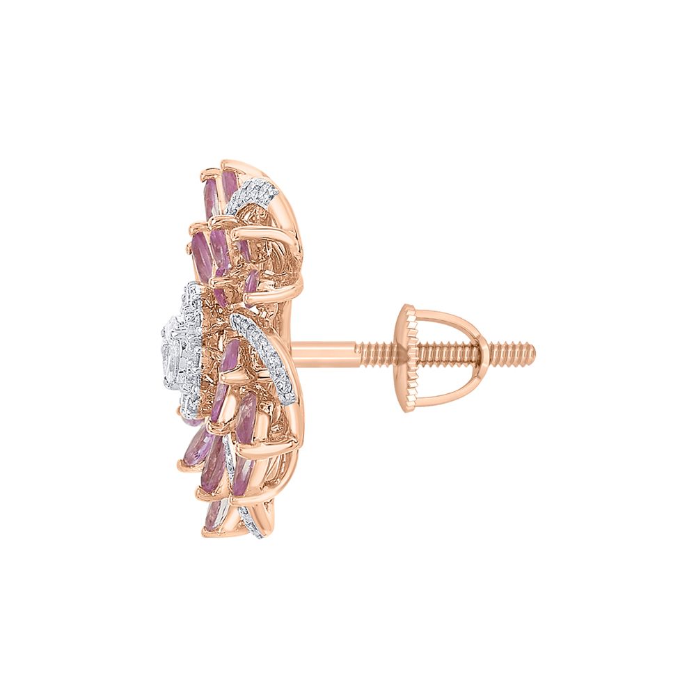 18KT Rose Gold Shimmery Earrings-Earrings-OPE23015-D403X0B