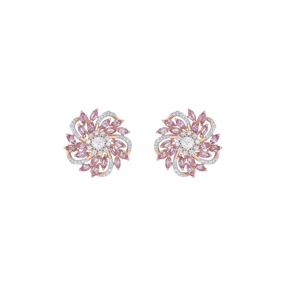 18KT Rose Gold Shimmery Earrings-Earrings-OPE23015-D403X0B