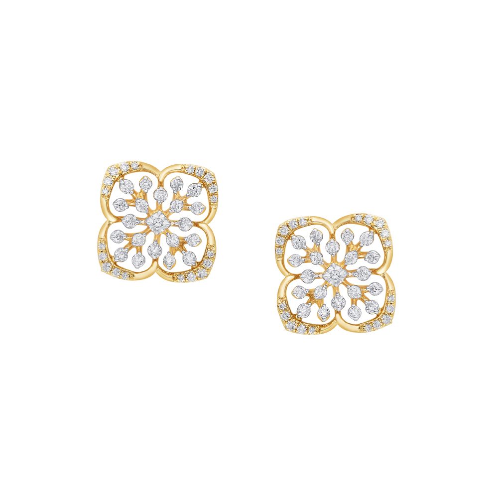 Floral Diamond Earrings-All Jewellery-OPE23016-D400R0B