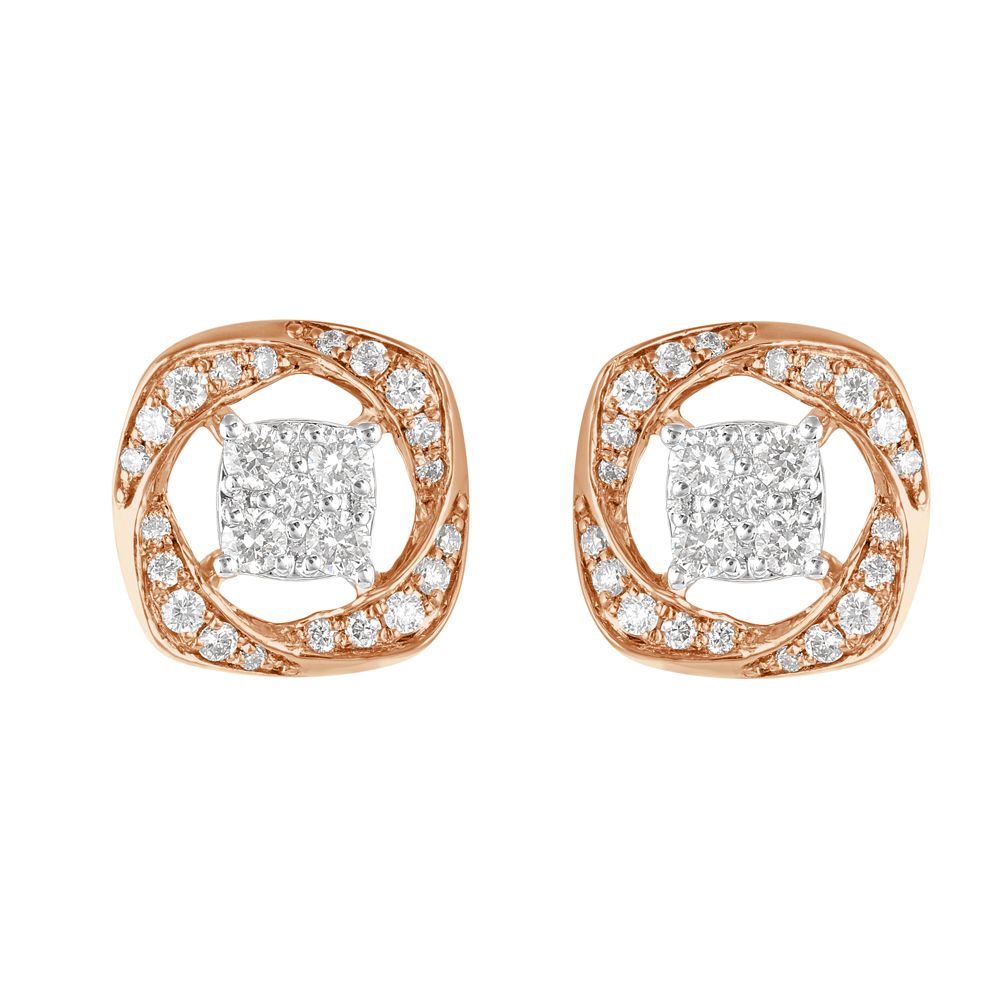 Deconstructed Square Diamond Earrings-Earrings-OPE23022-D300X0B