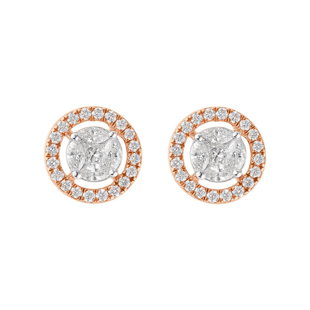 Sparkling Starburst Design Diamond Studs-Earrings-OPE23026-D300X0B
