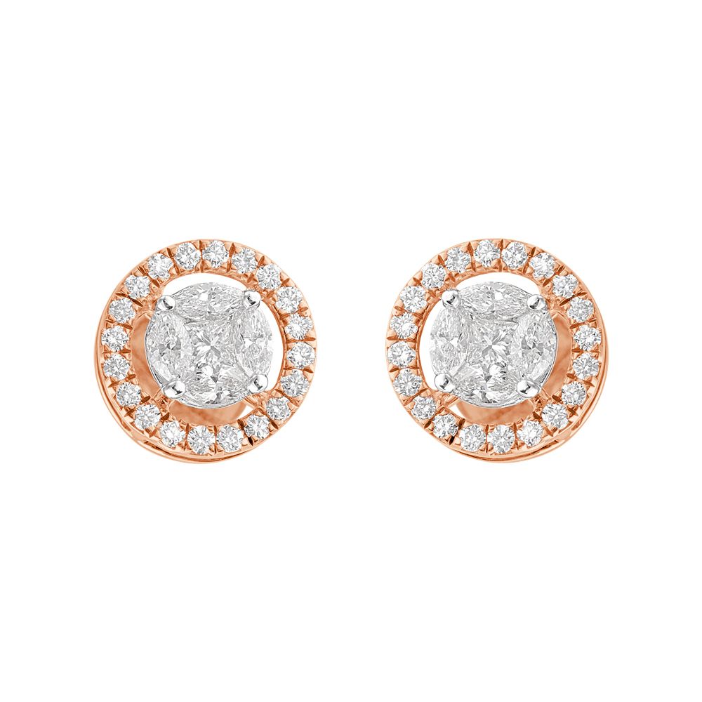 Sparkling Starburst Design Diamond Studs-Earrings-OPE23026-D300X0B