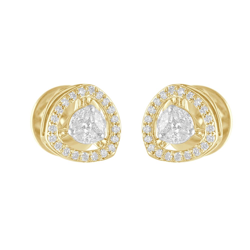 Geometric Design Diamond and Yellow Gold Earrings-Earrings-OPE23030-D300R0B