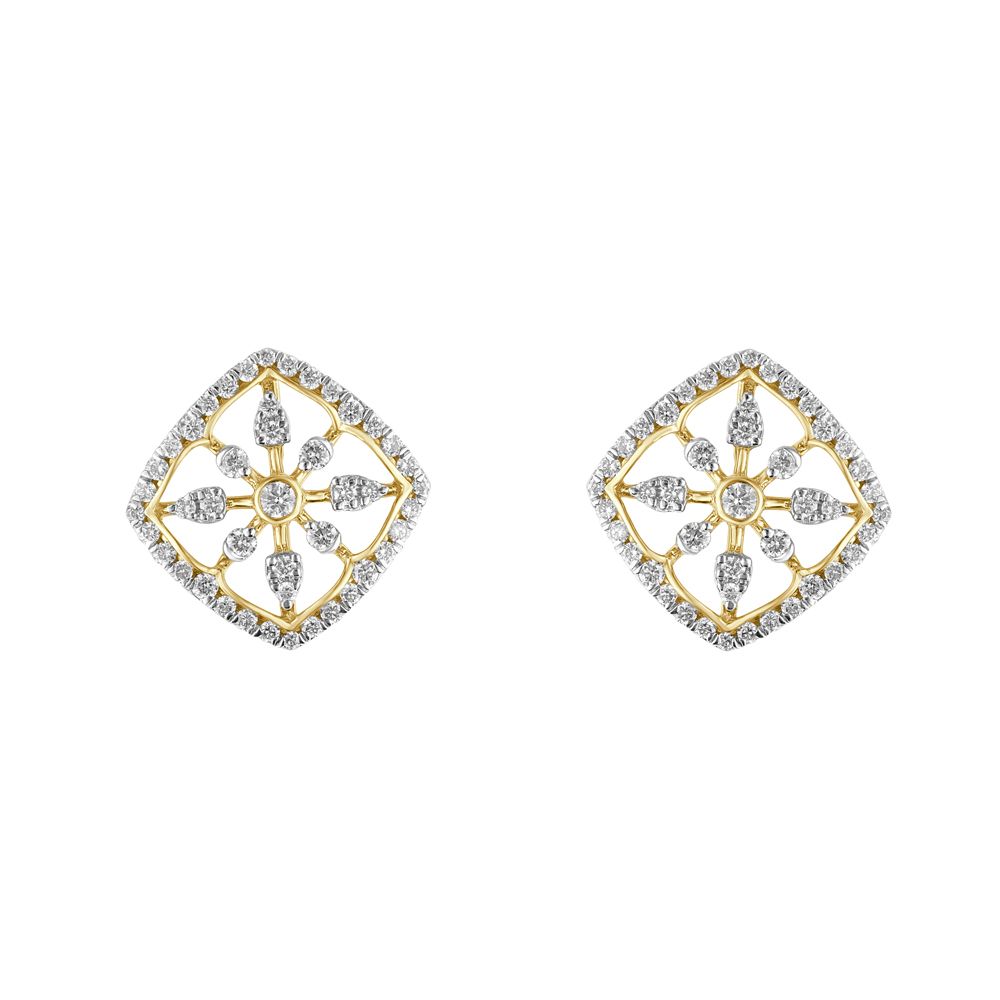 Square Design Yellow Gold Pendant Set-All Jewellery-OSP23040-D300R0B