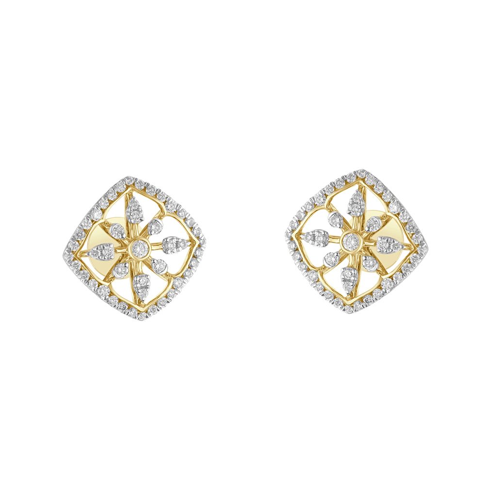 Square Design Yellow Gold Pendant Set-All Jewellery-OSP23040-D300R0B