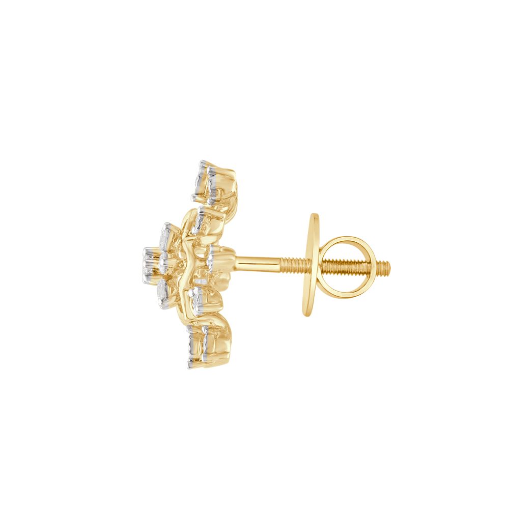 Starburst Design Diamond Earrings-Earrings-OPE23045-D300R0B