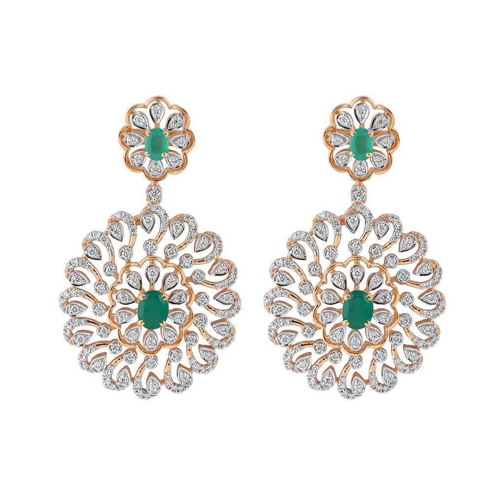 Aesthetic Chakra Motif Yellow Gold Diamond Pendant Set-All Jewellery-OSP23E01-D311R0B