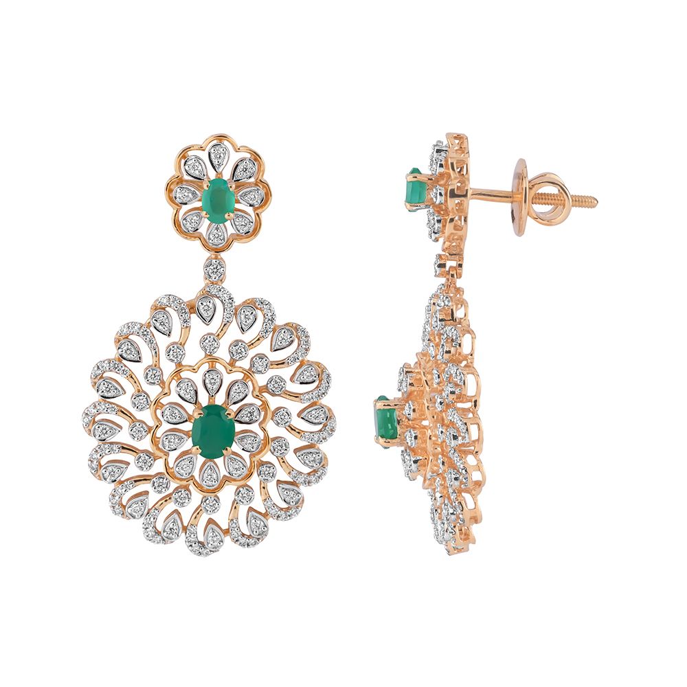 Aesthetic Chakra Motif Yellow Gold Diamond Pendant Set-All Jewellery-OSP23E01-D311R0B